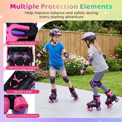 Kids Roller Skates, Adjustable Quad Skates With Light-Up Wheels, 4 Sizes, Pink Toy Sports at Gallery Canada