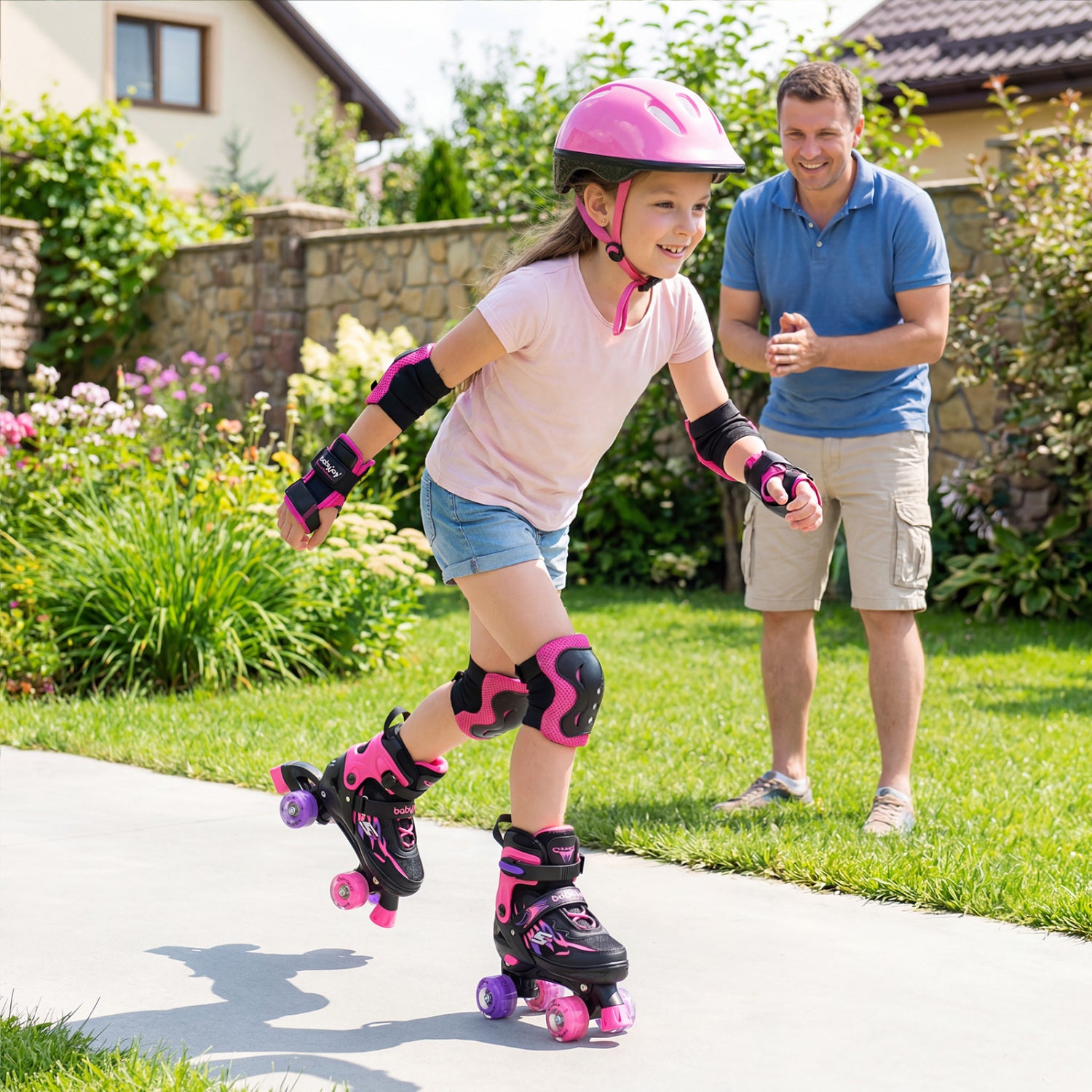 Kids Roller Skates, Adjustable Quad Skates With Light-Up Wheels, 4 Sizes, Pink Toy Sports at Gallery Canada