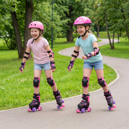 Kids Roller Skates, Adjustable Quad Skates With Light-Up Wheels, 4 Sizes, Pink Toy Sports at Gallery Canada