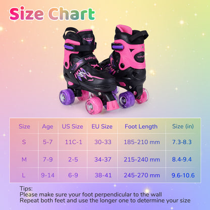 Kids Roller Skates, Adjustable Quad Skates With Light-Up Wheels, 4 Sizes, Pink Toy Sports at Gallery Canada