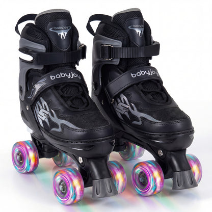 Kids Roller Skates, Adjustable Quad, Light-Up Wheels, Black Toy Sports Black at Gallery Canada