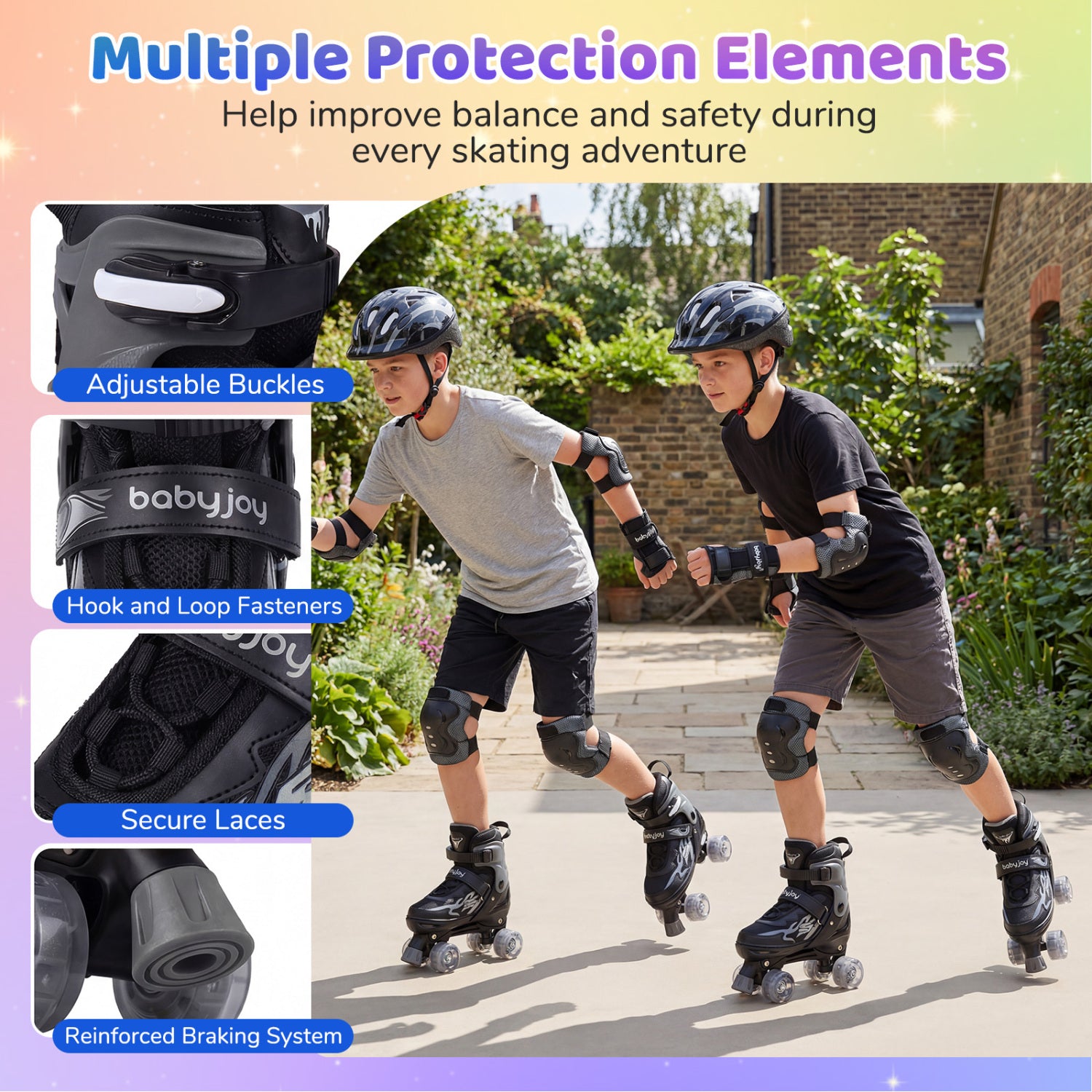 Kids Roller Skates, Adjustable Quad, Light-Up Wheels, Black Toy Sports at Gallery Canada