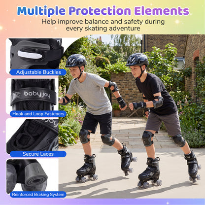Kids Roller Skates, Adjustable Quad, Light-Up Wheels, Black Toy Sports at Gallery Canada