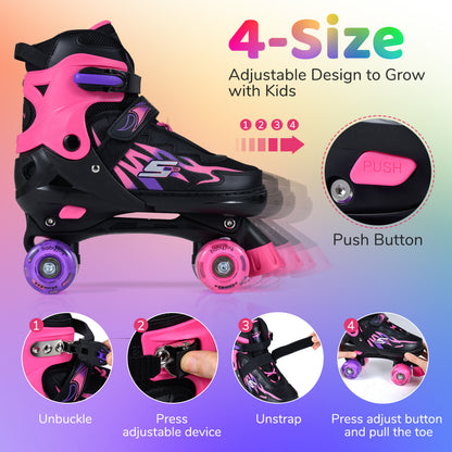 Kids Roller Skates, Adjustable Quad Skates With Light-Up Wheels, Pink Toy Sports at Gallery Canada