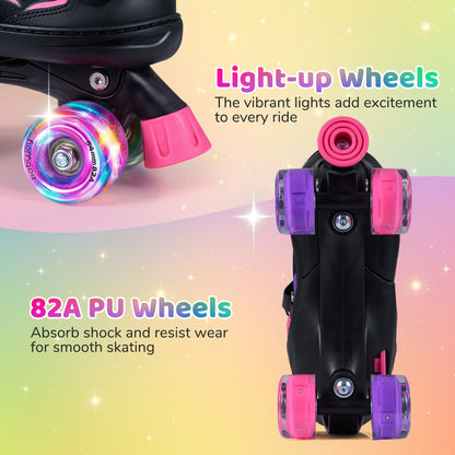Kids Roller Skates, Adjustable Quad Skates With Light-Up Wheels, Pink Toy Sports at Gallery Canada