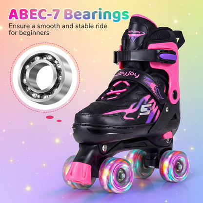 Kids Roller Skates, Adjustable Quad Skates With Light-Up Wheels, Pink Toy Sports at Gallery Canada