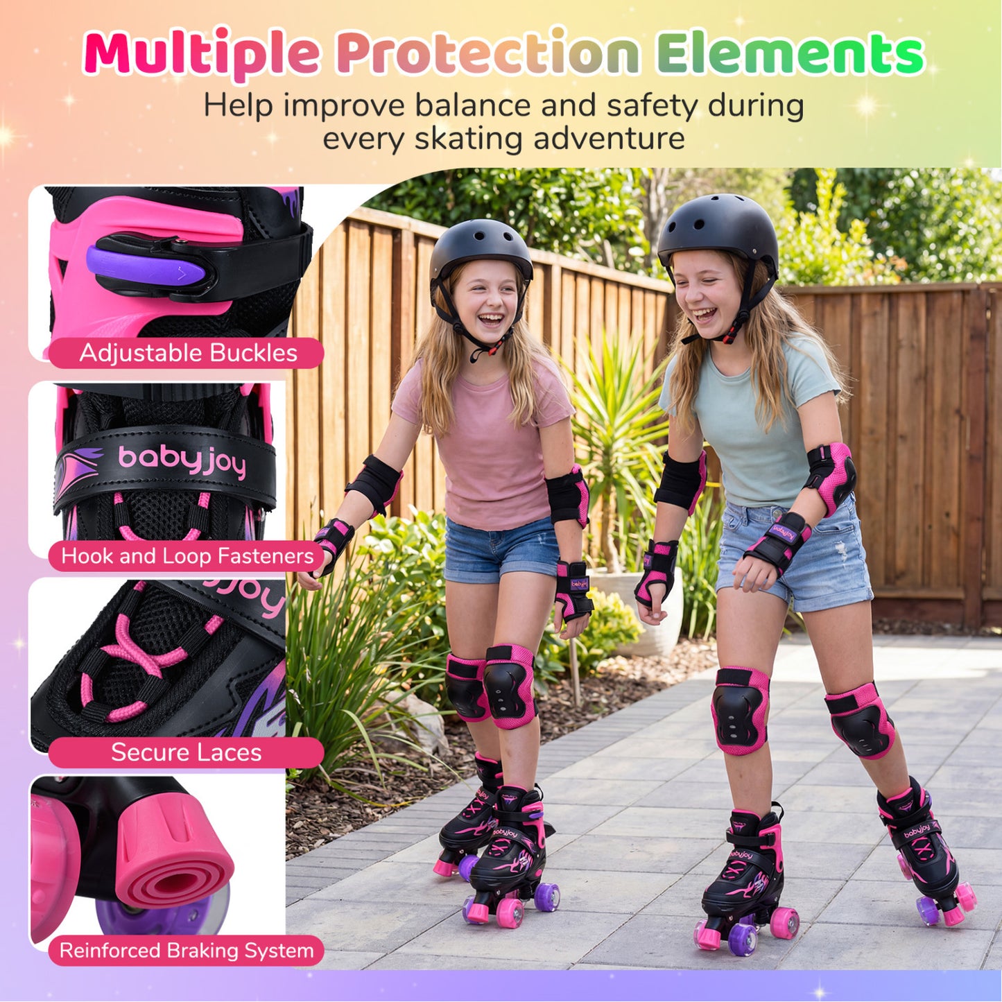 Kids Roller Skates, Adjustable Quad Skates With Light-Up Wheels, Pink Toy Sports at Gallery Canada