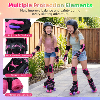 Kids Roller Skates, Adjustable Quad Skates With Light-Up Wheels, Pink Toy Sports at Gallery Canada