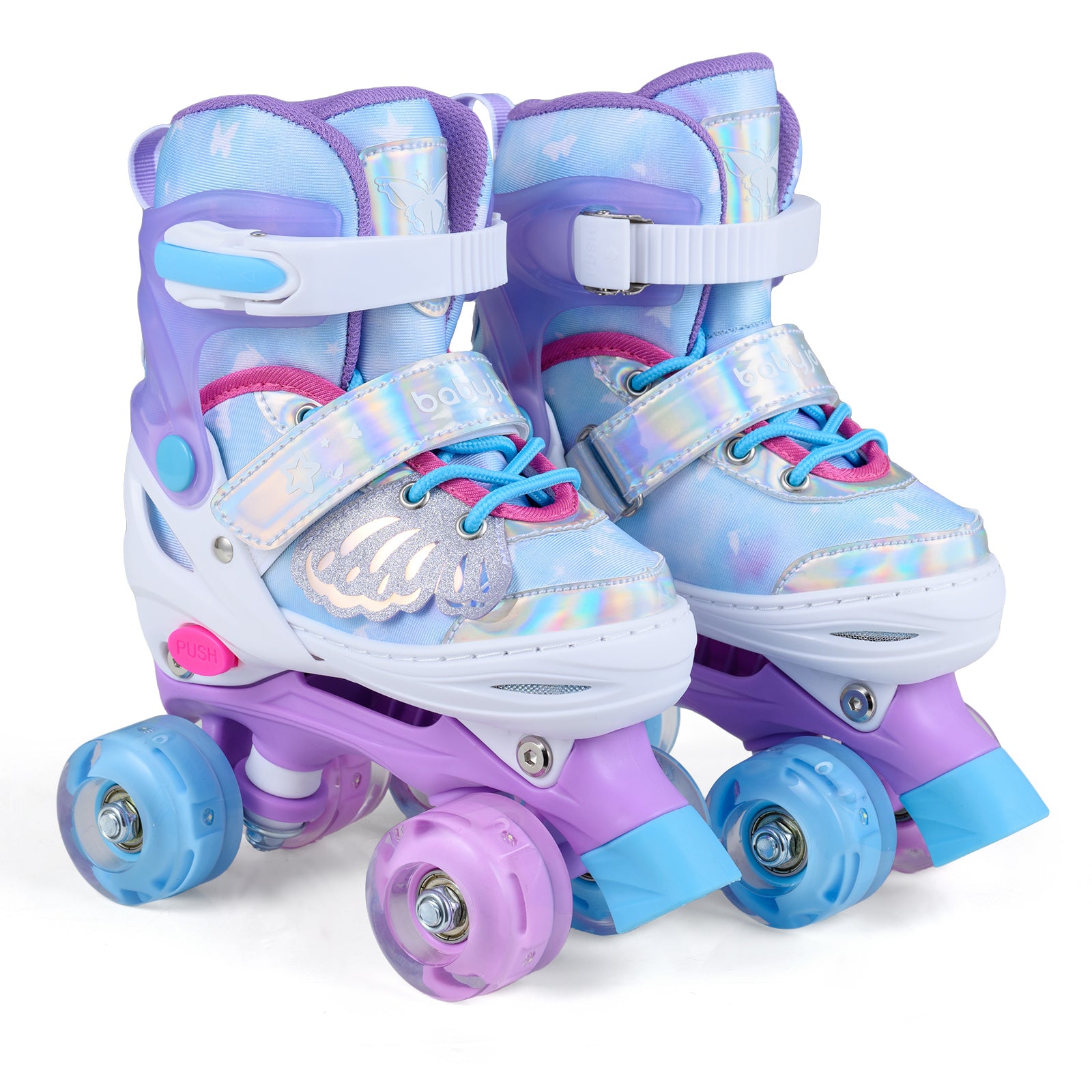 Kids Roller Skates, Ages 5-7, 4 Light-Up Wheels, Blue