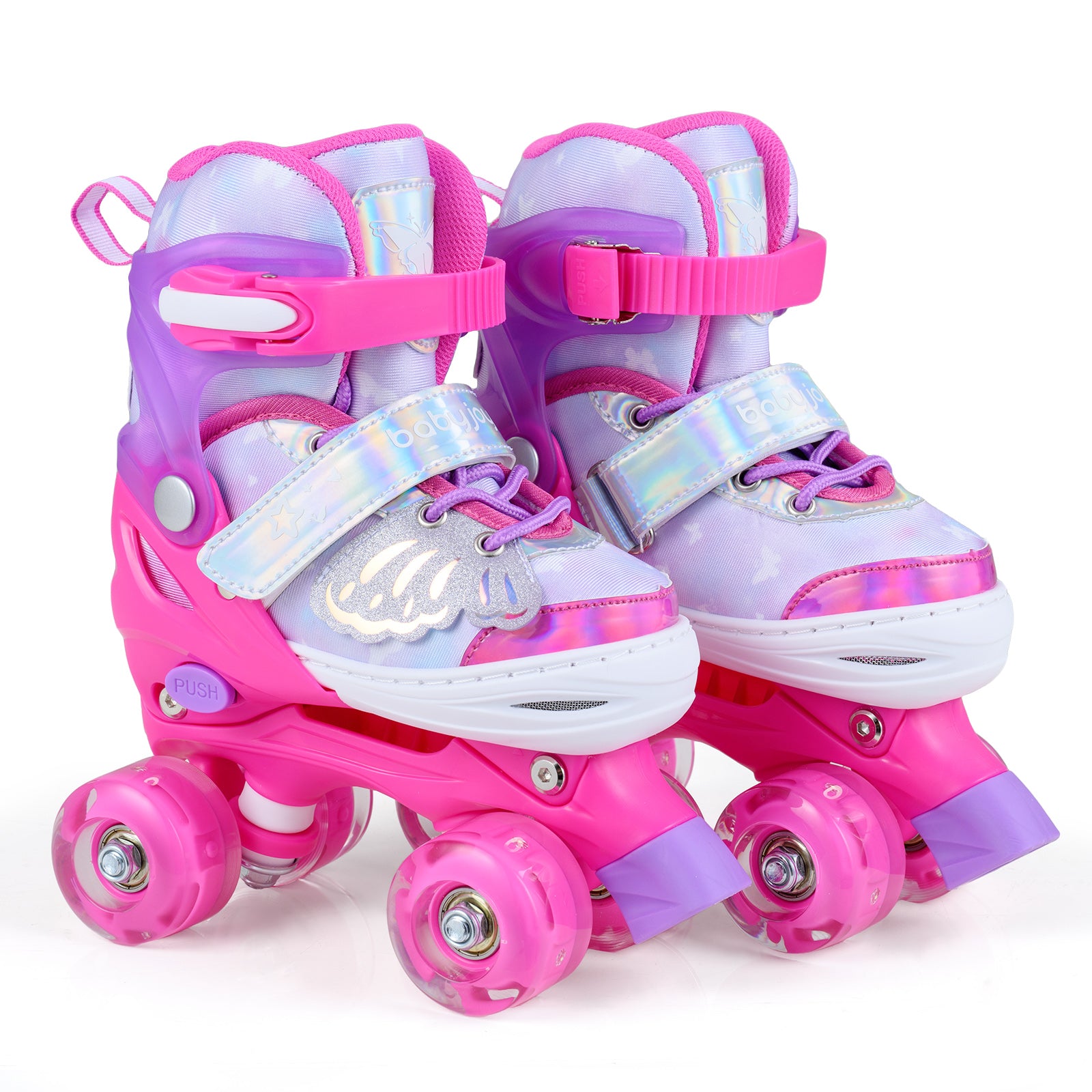 Kids Roller Skates, Ages 5-7, 4 Light-Up Wheels, Pink