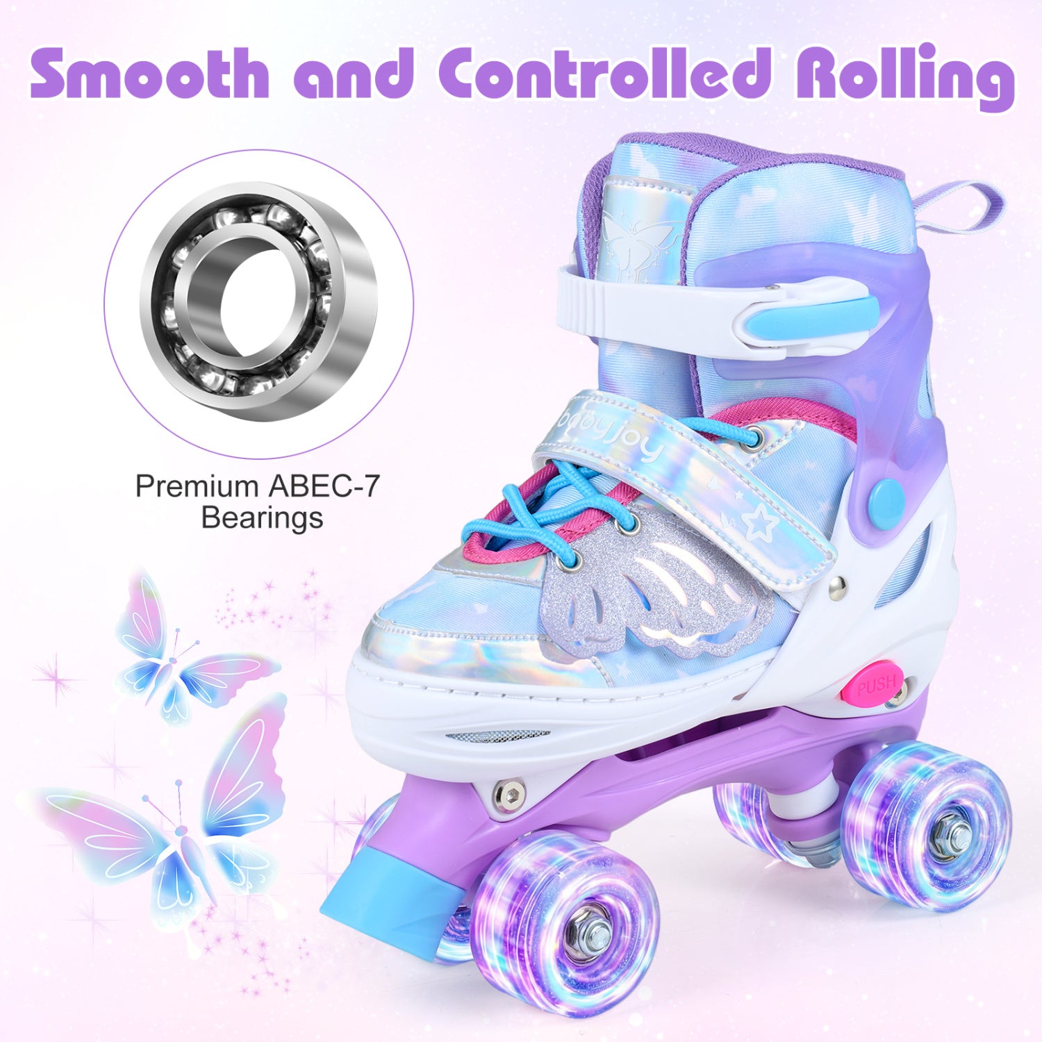 Kids Roller Skates, Ages 7-9, 4 Light Up Wheels, Blue Toy Sports at Gallery Canada