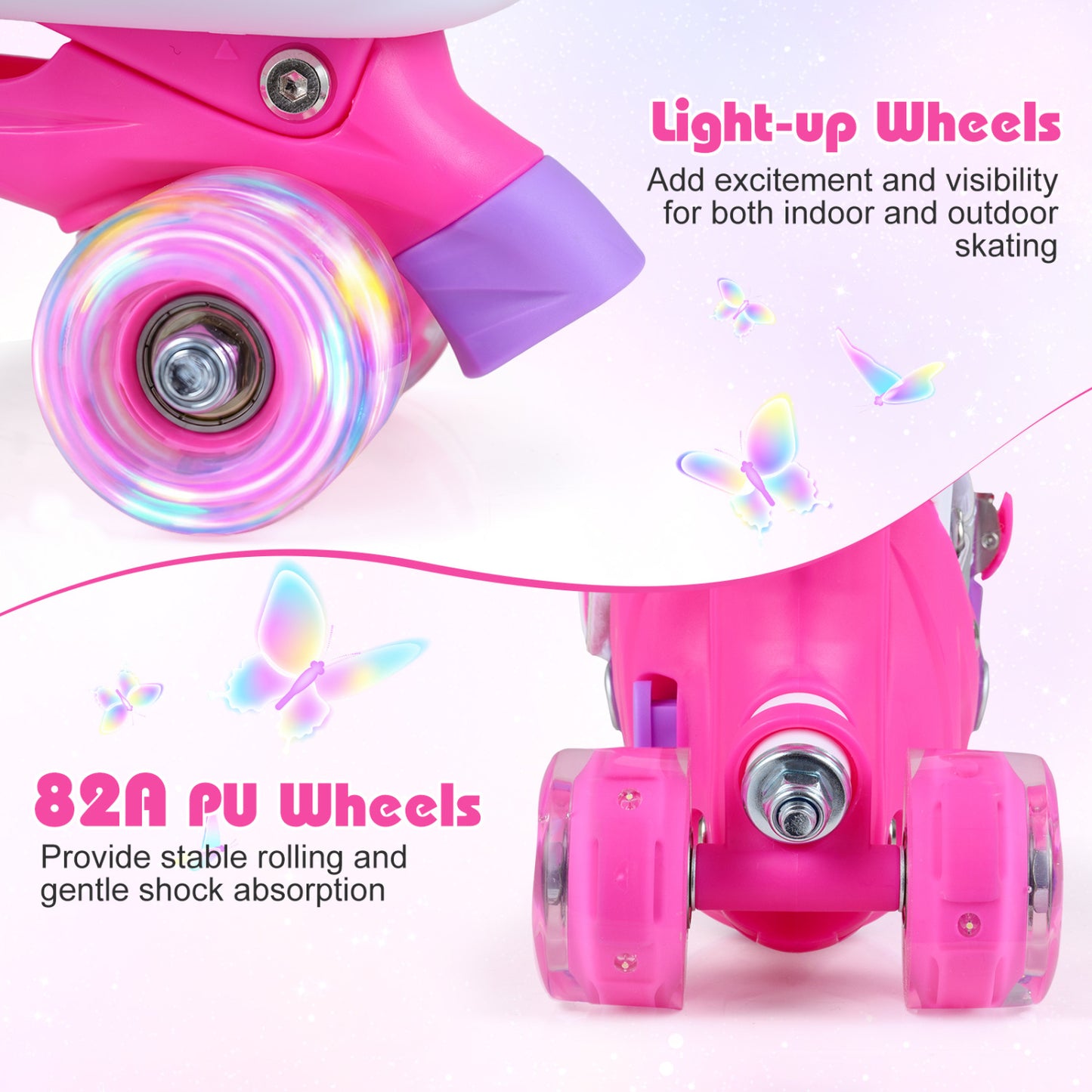 Kids Roller Skates, Ages 7-9, 4 Light Up Wheels, Pink Toy Sports at Gallery Canada