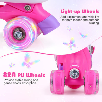 Kids Roller Skates, Ages 7-9, 4 Light Up Wheels, Pink Toy Sports at Gallery Canada