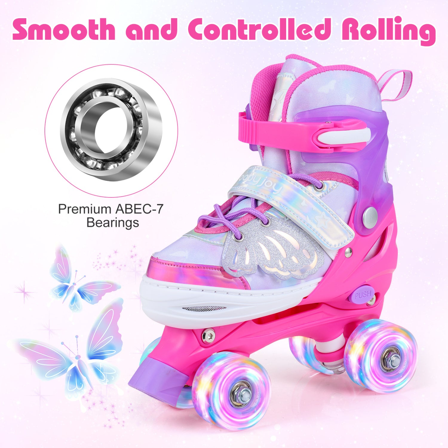 Kids Roller Skates, Ages 7-9, 4 Light Up Wheels, Pink Toy Sports at Gallery Canada