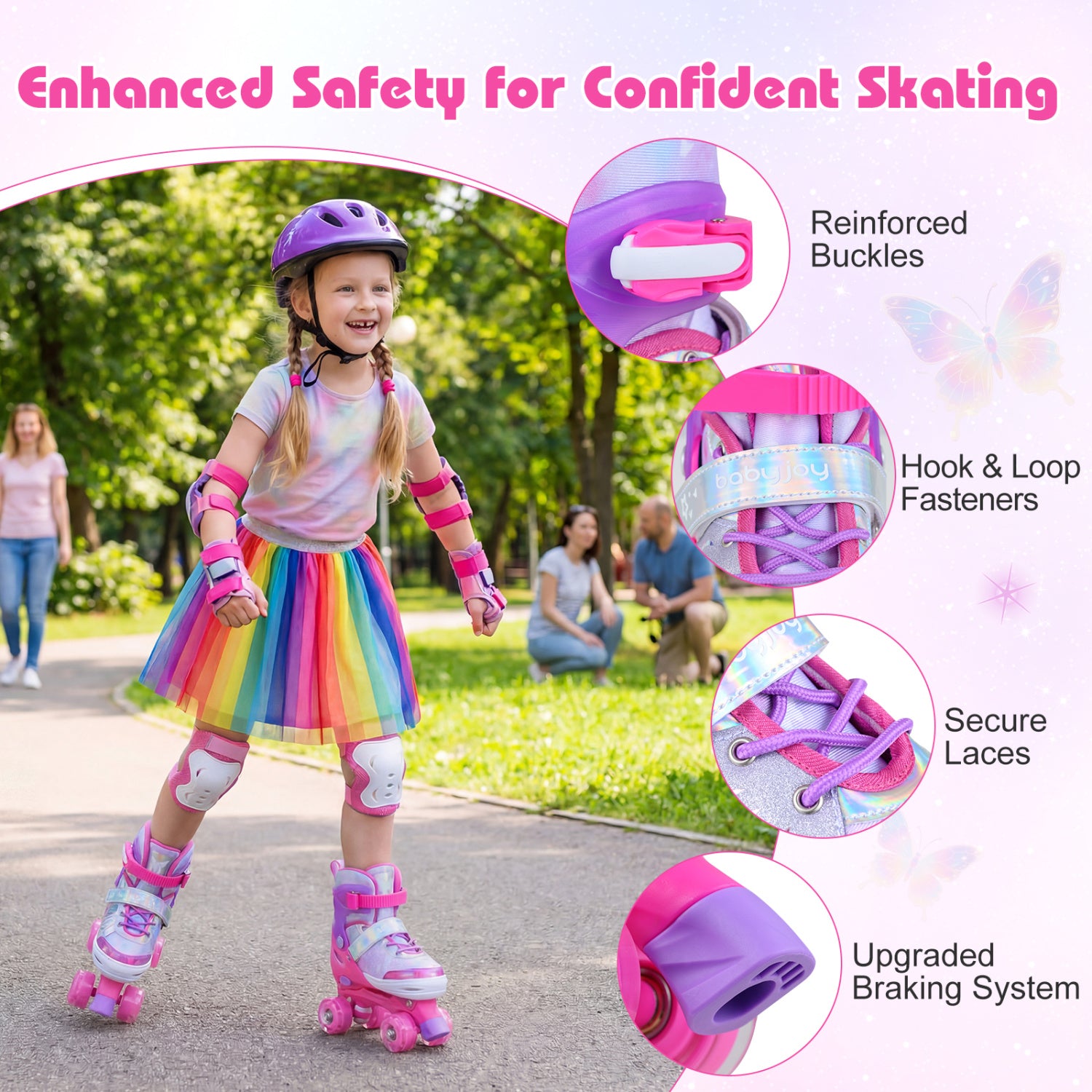 Kids Roller Skates, Ages 7-9, 4 Light Up Wheels, Pink Toy Sports at Gallery Canada