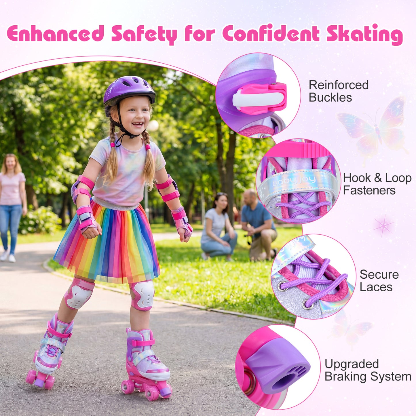 Kids Roller Skates, Ages 7-9, 4 Light Up Wheels, Pink Toy Sports at Gallery Canada