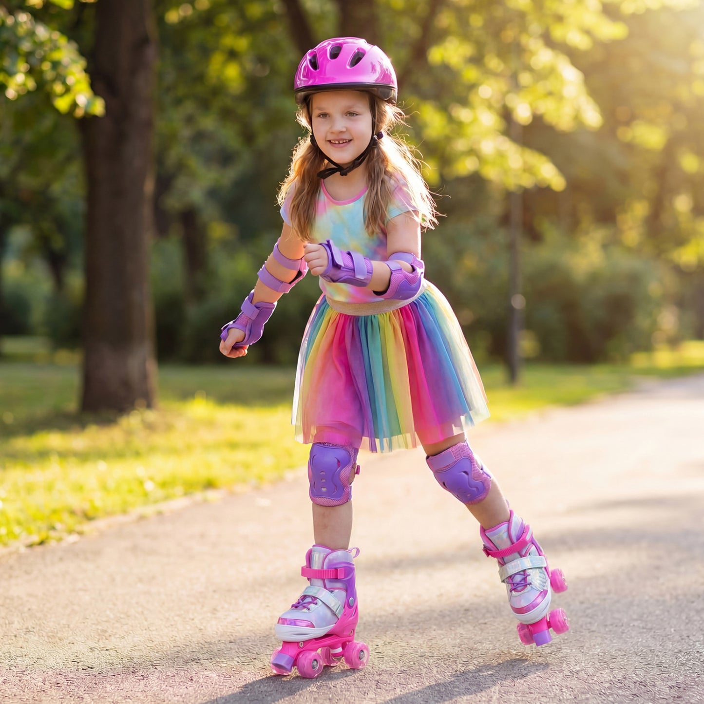 Kids Roller Skates, Ages 7-9, 4 Light Up Wheels, Pink Toy Sports at Gallery Canada