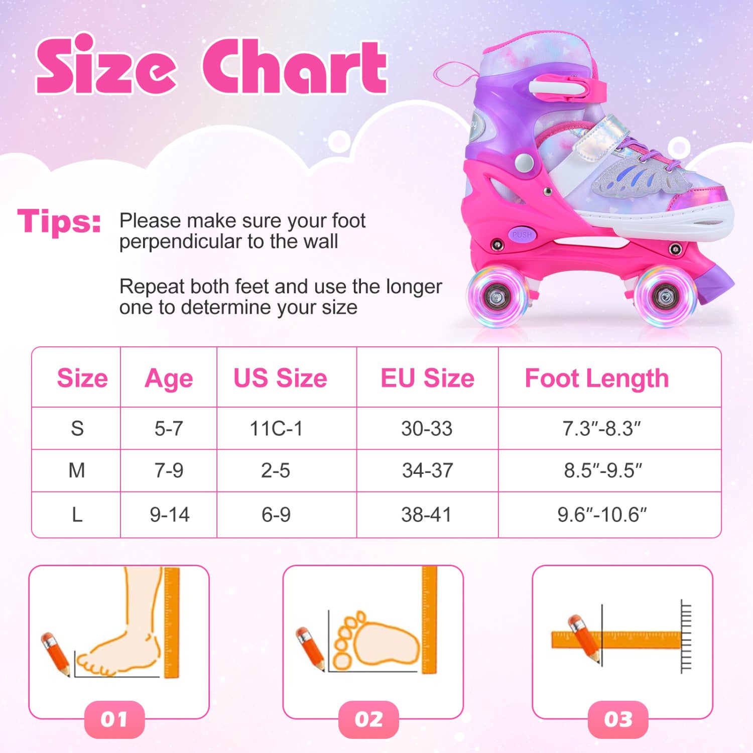 Kids Roller Skates, Ages 7-9, 4 Light Up Wheels, Pink Toy Sports at Gallery Canada