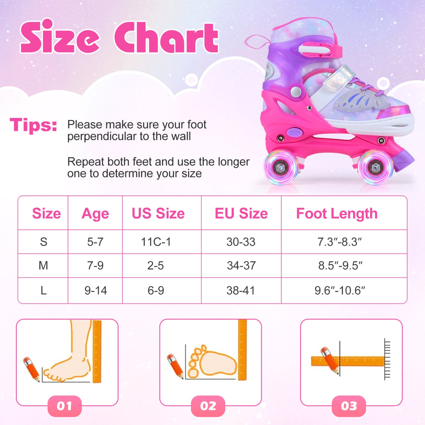 Kids Roller Skates, Ages 7-9, 4 Light Up Wheels, Pink Toy Sports at Gallery Canada