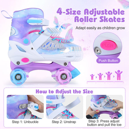 Kids Roller Skates, Ages 5-7, 4 Light-Up Wheels, Blue Toy Sports at Gallery Canada