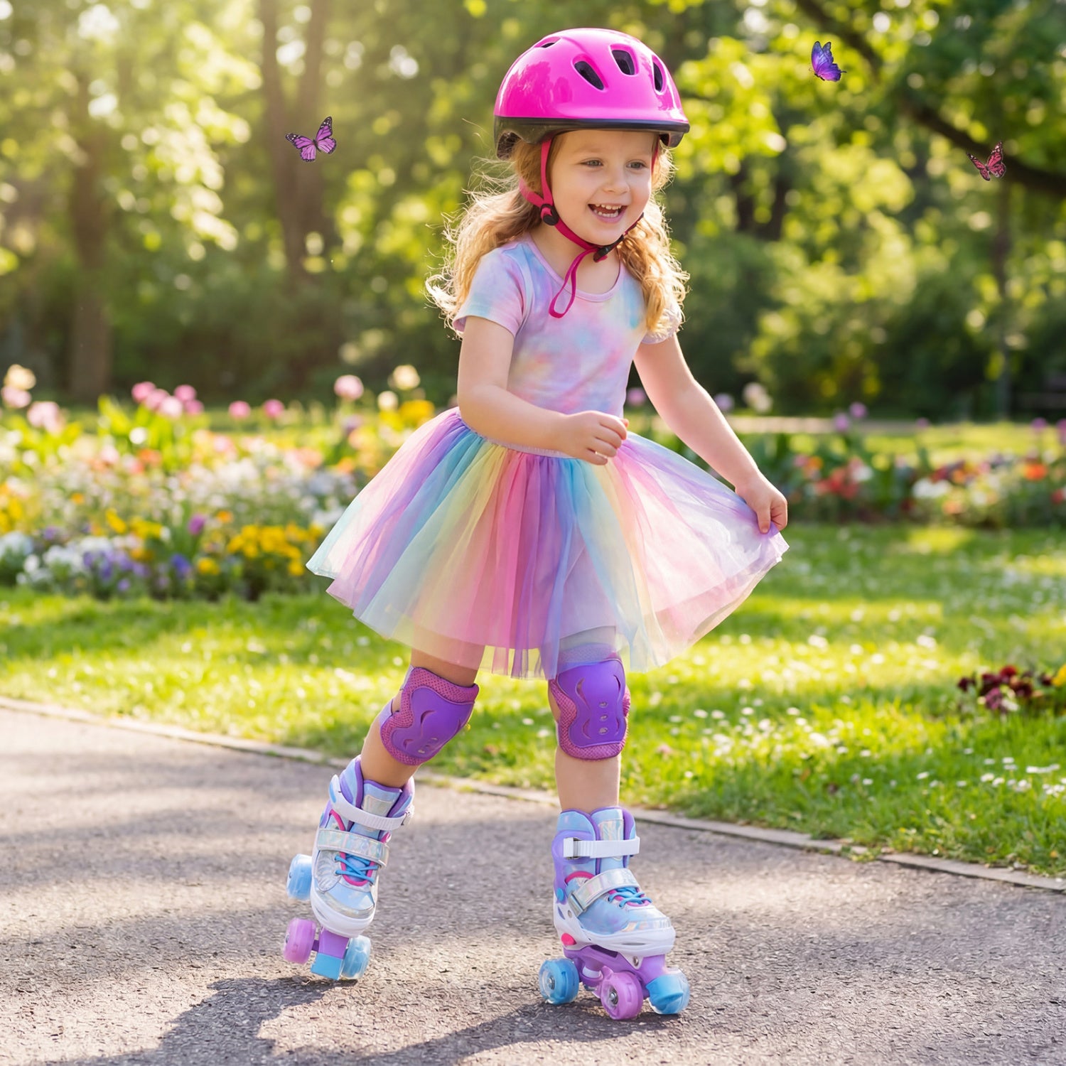 Kids Roller Skates, Ages 5-7, 4 Light-Up Wheels, Blue Toy Sports at Gallery Canada