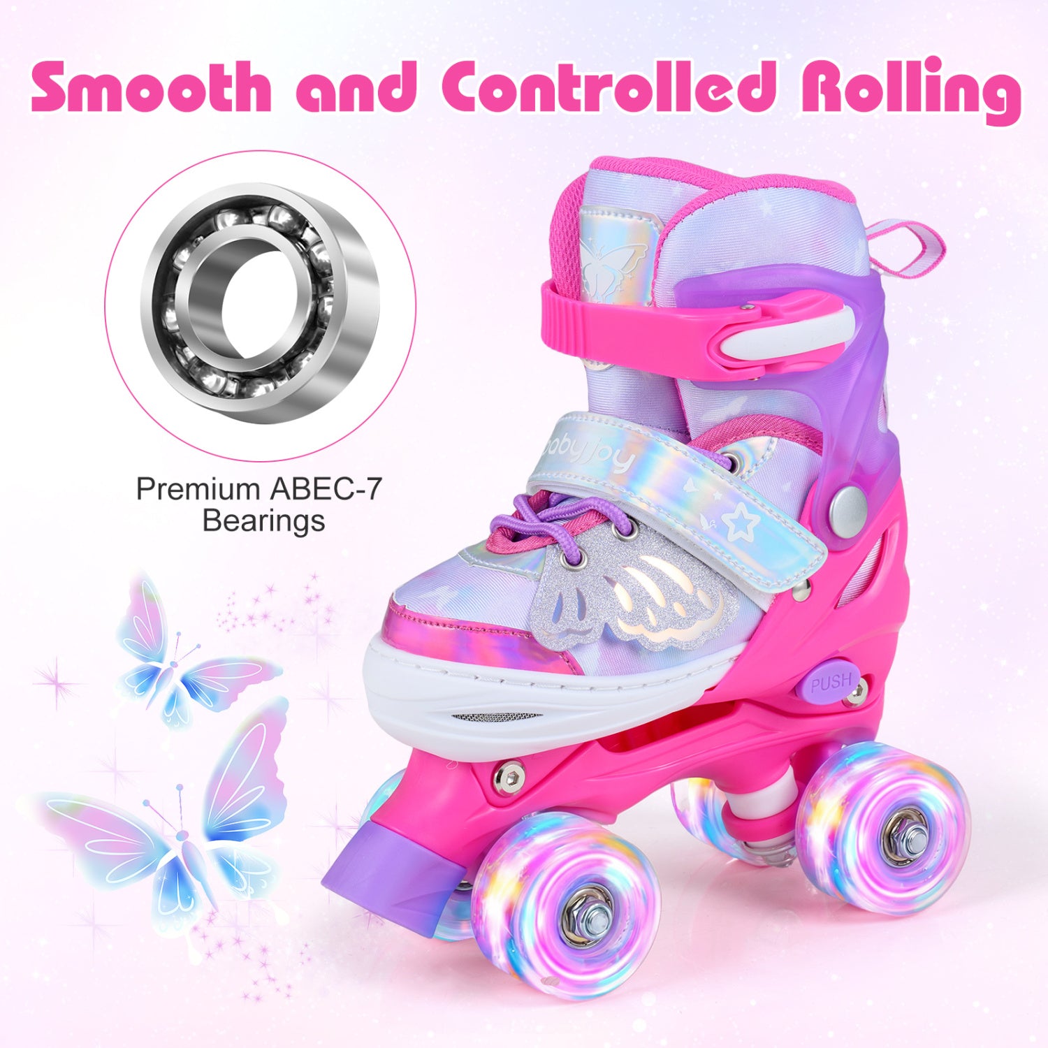 Kids Roller Skates, Ages 5-7, 4 Light-Up Wheels, Pink Toy Sports at Gallery Canada