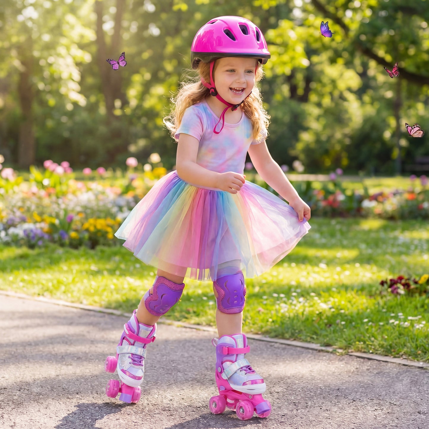 Kids Roller Skates, Ages 5-7, 4 Light-Up Wheels, Pink Toy Sports at Gallery Canada
