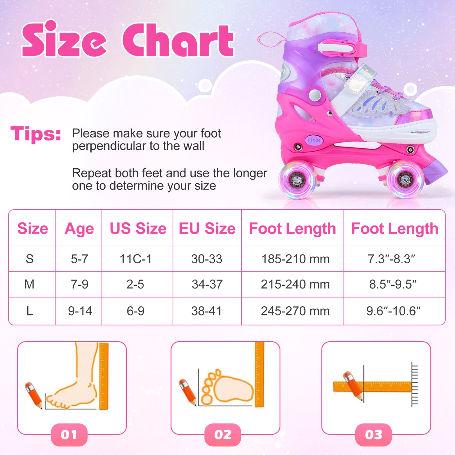Kids Roller Skates, Ages 5-7, 4 Light-Up Wheels, Pink Toy Sports at Gallery Canada