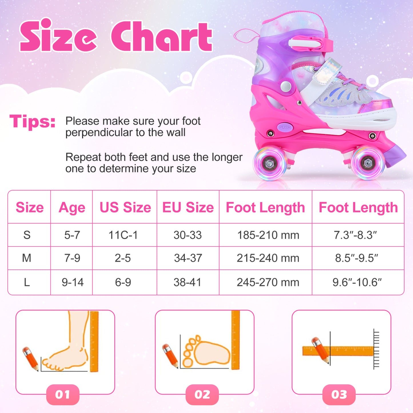 Kids Roller Skates, Ages 5-7, 4 Light-Up Wheels, Pink Toy Sports at Gallery Canada