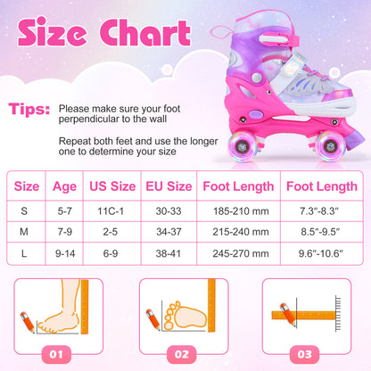 Kids Roller Skates, Ages 5-7, 4 Light-Up Wheels, Pink Toy Sports at Gallery Canada