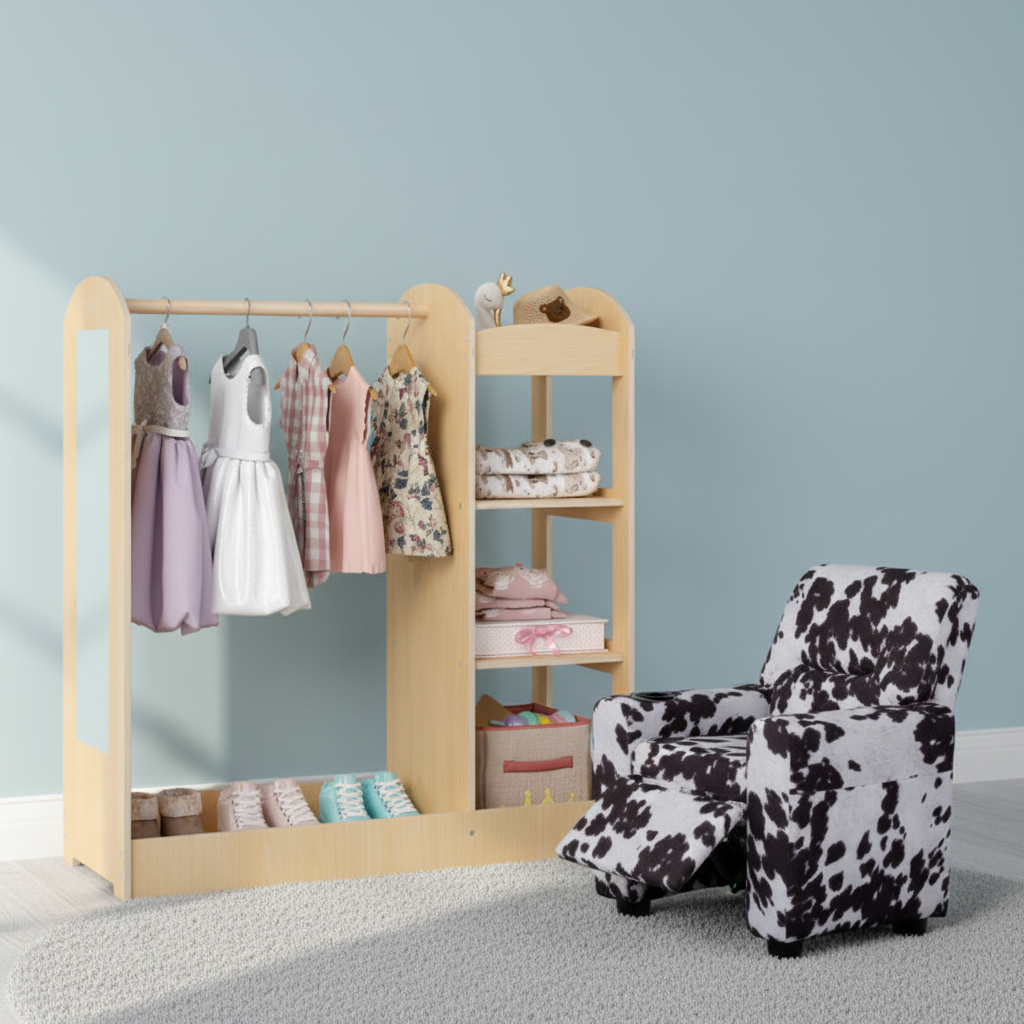 Kids Room Set: Recliner + Natural Study Desk & Chair + 4-ft Christmas Tree + Natural Dress-Up Storage Toddler & Kids Furniture at Gallery Canada