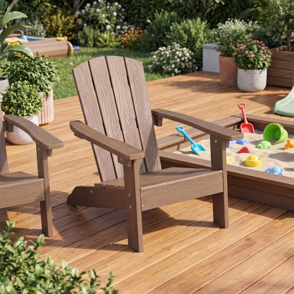 Kids Sandbox With Cover, Seats, 2 Adirondack Chairs, Brown Toddler & Kids Furniture at Gallery Canada