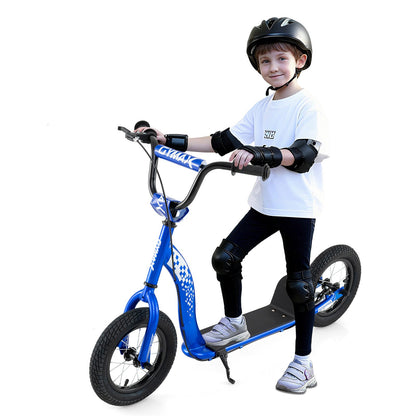 Kids Scooter Youth Kick Scooter with Adjustable Height Handlebar 12-Inch Inflatable Wheels, Navy Scooters at Gallery Canada