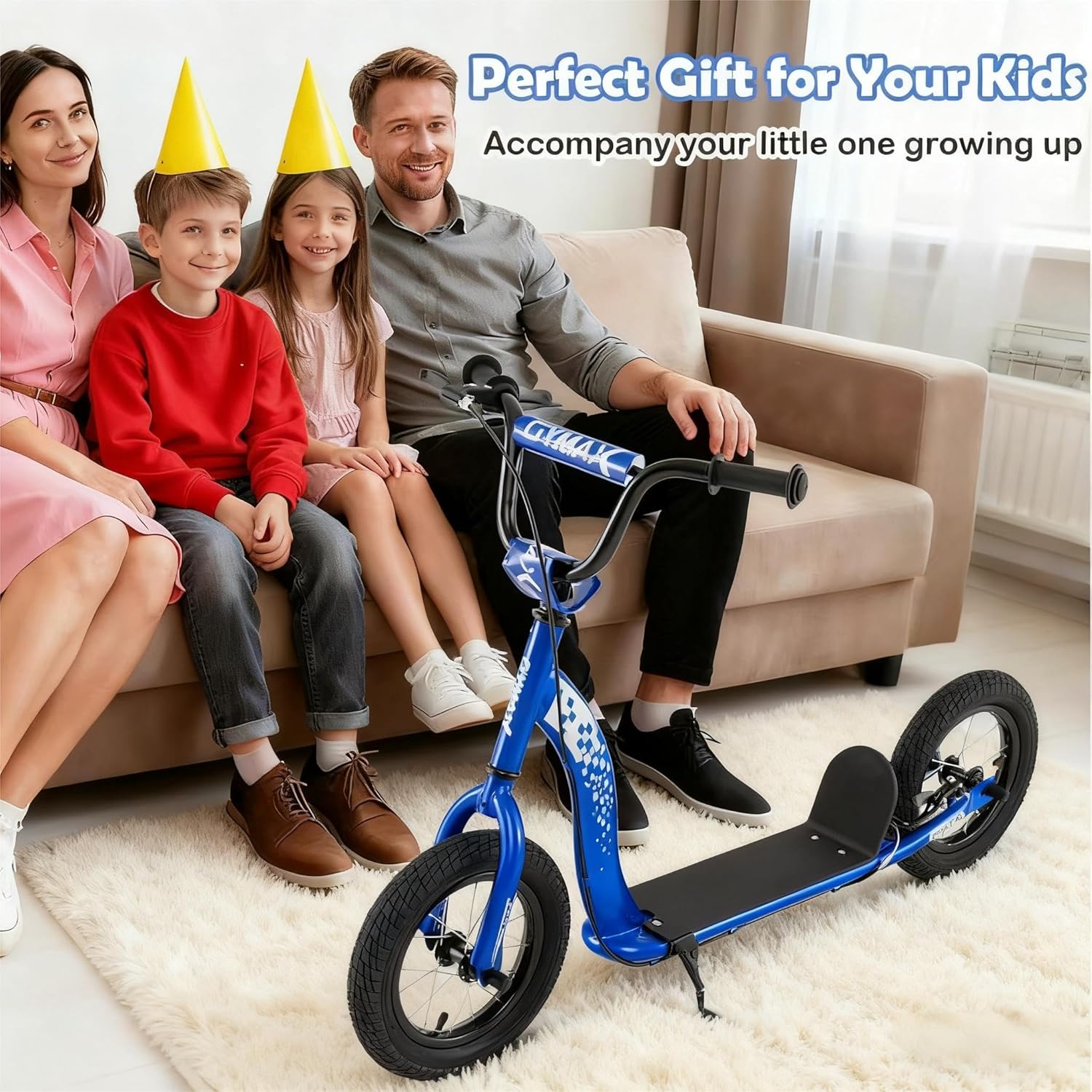 Kids Scooter, Adjustable Height, 12-Inch Wheels, Navy Scooters at Gallery Canada