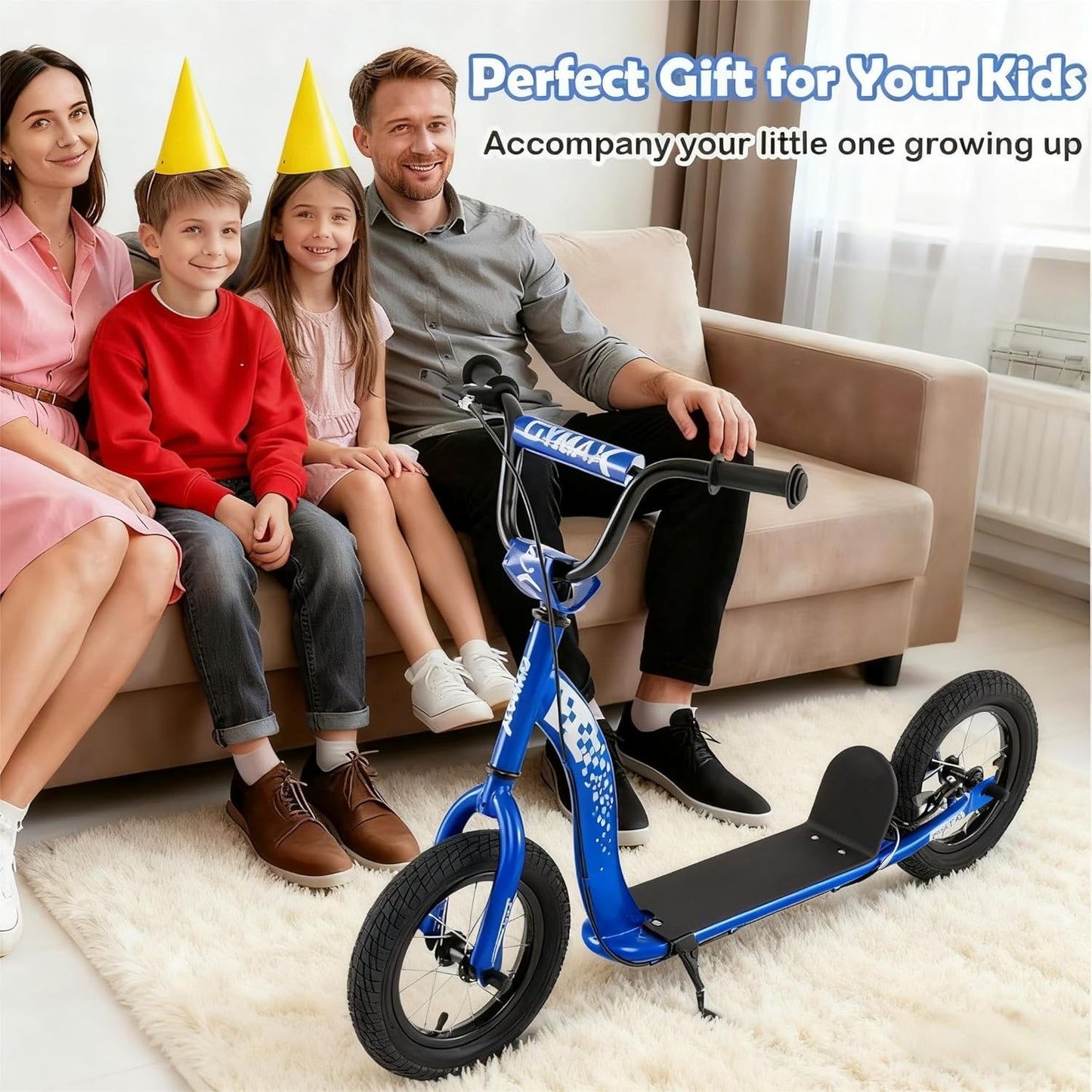 Kids Scooter, Adjustable Height, 12-Inch Wheels, Navy Scooters at Gallery Canada