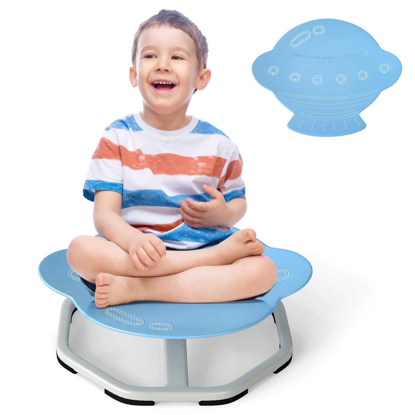 Kids Sensory Swivel Chair Elephant 360° Spinning Chair with Non-Slip Metal Base, Light Blue Kids Chairs & Seating Light Blue at Gallery Canada