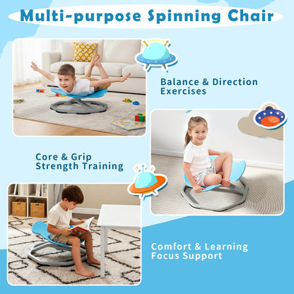 Kids Sensory Swivel Chair Elephant 360° Spinning Chair with Non-Slip Metal Base, Light Blue Kids Chairs & Seating at Gallery Canada