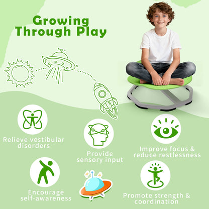 Kids Sensory Swivel Chair Elephant 360° Spinning Chair with Non-Slip Metal Base, Green Kids Chairs & Seating at Gallery Canada