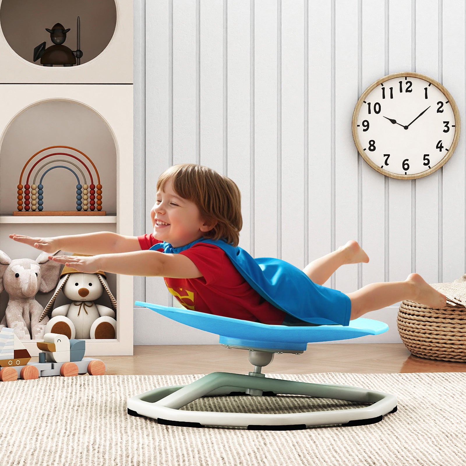 Kids Sensory Swivel Chair Cat Claw 360° Spinning Chair with Non-Slip Metal Base, Blue Kids Chairs & Seating at Gallery Canada