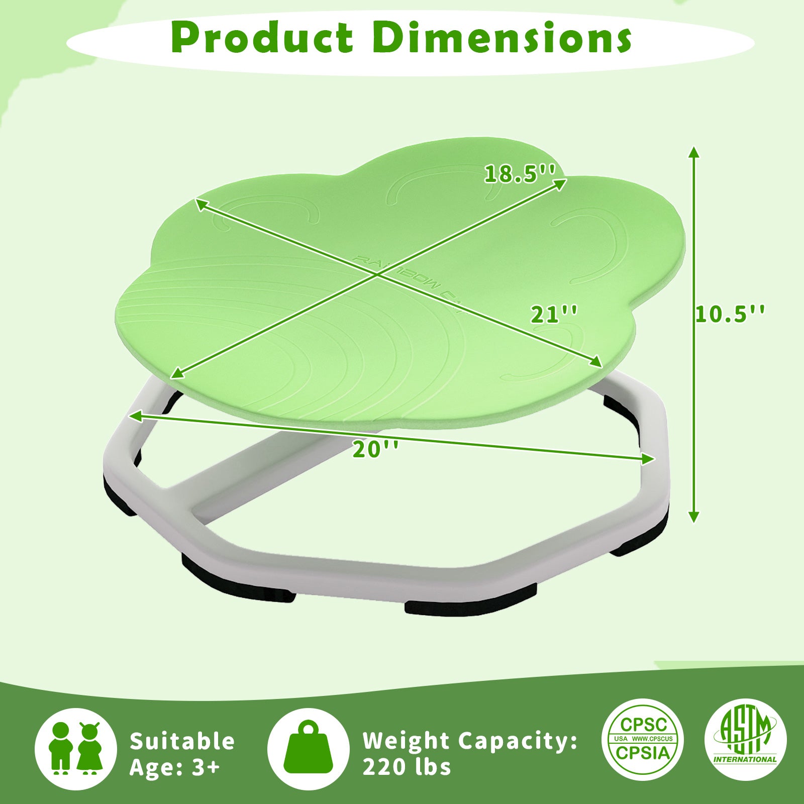 Kids Sensory Swivel Chair Cat Claw 360° Spinning Chair with Non-Slip Metal Base, Green Kids Chairs & Seating at Gallery Canada