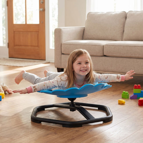 Kids Sensory Swivel Chair, Sunflower 360° Spinning, Toddlers, Blue
