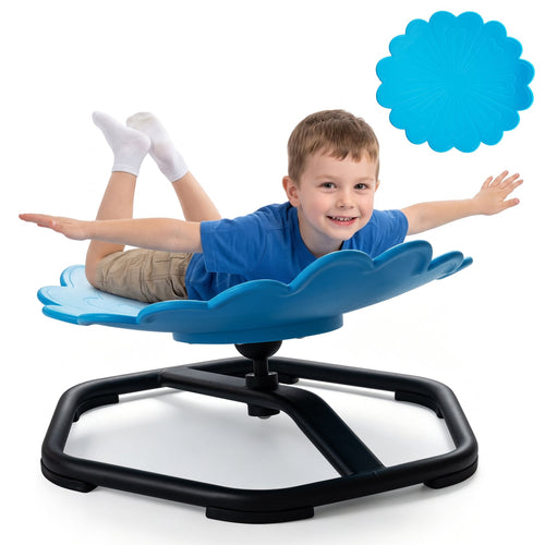 Kids Sensory Swivel Chair, Sunflower 360° Spinning, Toddlers, Blue