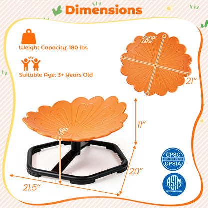 Chaise pivotante rotative à 360° en forme de tournesol pour tout-petits, orange