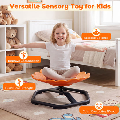 Chaise pivotante rotative à 360° en forme de tournesol pour tout-petits, orange