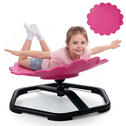 Chaise pivotante sensorielle pour enfants, forme de tournesol, rotation à 360°, rose
