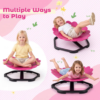 Chaise pivotante sensorielle pour enfants, forme de tournesol, rotation à 360°, rose