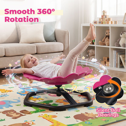 Chaise pivotante sensorielle pour enfants, forme de tournesol, rotation à 360°, rose