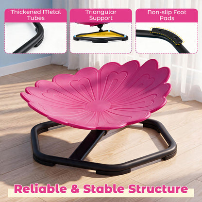 Chaise pivotante sensorielle pour enfants, forme de tournesol, rotation à 360°, rose