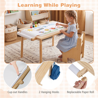Table sensorielle pour enfants, hauteur réglable, bacs de rangement, naturel
