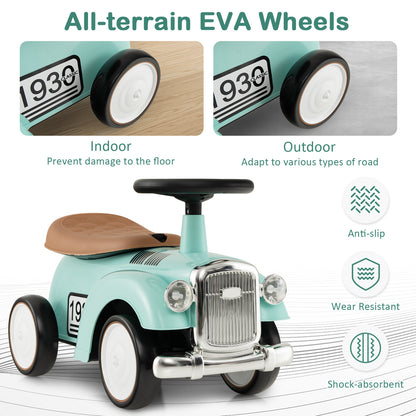 Kids Sit to Stand Vehicle with Working Steering Wheel and Under Seat Storage, Green Push & Pedal Ride On Toys at Gallery Canada